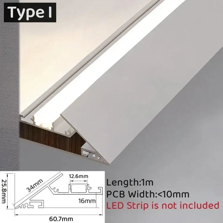 Modern white curved led aluminum profile with sleek angled design for living room recessed lighting housing