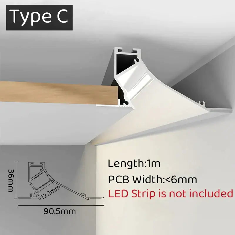 Modern white curved led aluminum profile recessed light fixture with sleek angular design for living room ceiling installation