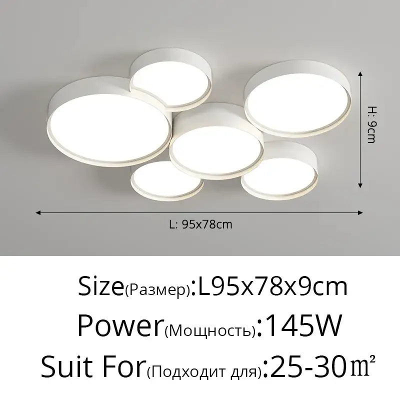 Modern white cylinder led chandelier light featuring a cluster of circular panels for living room decorbites cylinder led