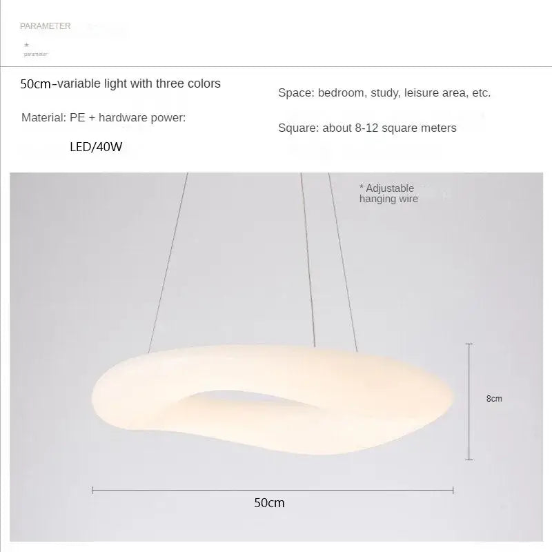 Modern white and dark gray cloud pendant light with a 50cm oval diffuser and three-color led lighting by decorbites