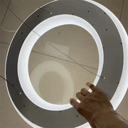 Modern white and dark gray cloud pendant light with a sleek illuminated ring and metallic frame for living room decorbites cloud pendant