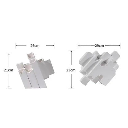 Modern white decorbites geometric ceramic vase with angular block splicing design for stylish home decor