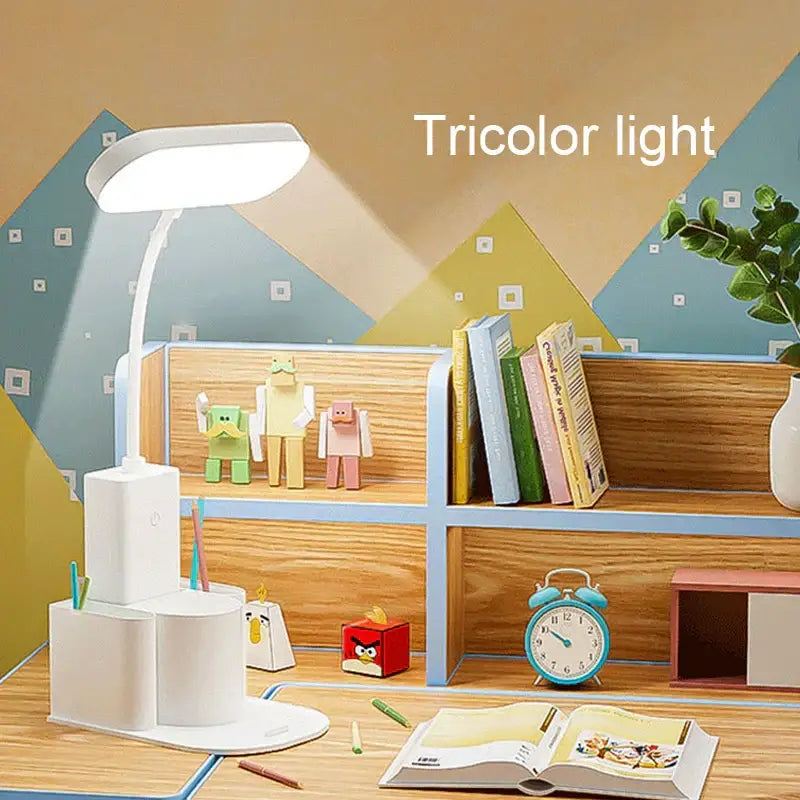 Modern white dimmable led desk lamp with flexible gooseneck and tricolor light feature from decorbites for bedroom use