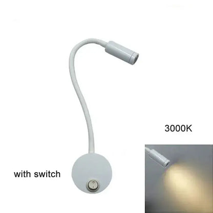 Modern white dimmable led wall sconce reading light with a circular base and adjustable gooseneck emitting 3000k warm light decorbites dimmable led