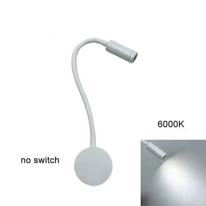 Modern white dimmable led wall sconce reading light with white flexible gooseneck decorbites dimmable led emitting 6000k cool white light