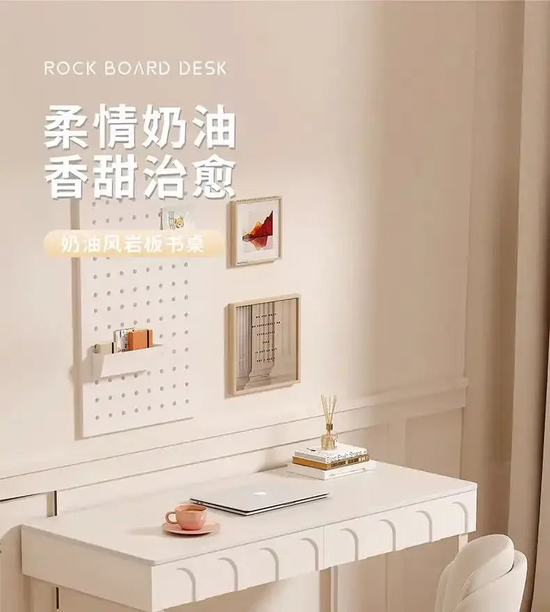 Modern white rock board writing desk with curved drawers and sleek edges decorbites elegant writing desk for bedroom decor