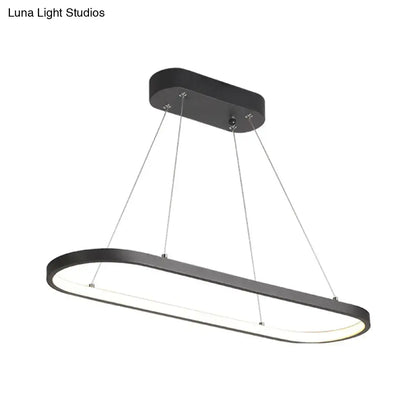 Decorbites modern black oval pendant light with ellipse metal shade featuring integrated led warm white bulb base