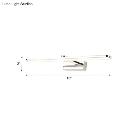 Modern white finish wall light with chrome finish and led bulb featuring sleek 16-inch rectangular design