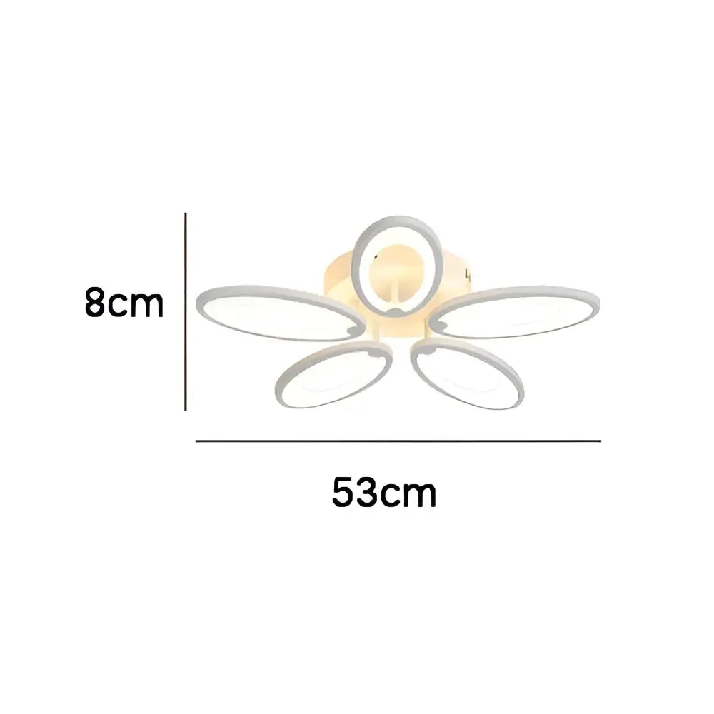 Modern white flower acrylic led ceiling chandelier with five sleek silver rings for living room lighting