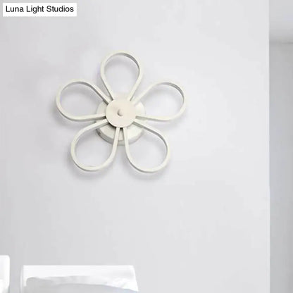Modern white flower-shaped wall mounted led lamp with sleek design 12 inch fixture for dining room use
