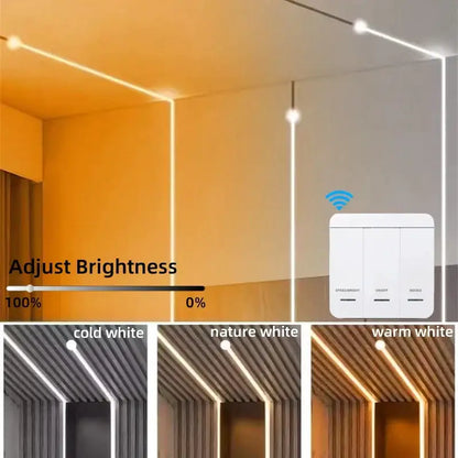 White wireless smart light switch with speed bright dim off and modes for modern white flowing led strip light decor