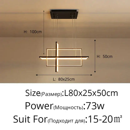Modern white geometric aluminum pendant light featuring a black rectangular design with glowing gold led strips decorbites geometric aluminum pendant
