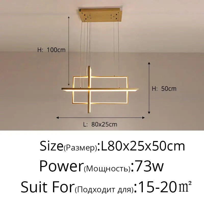 Modern white geometric aluminum pendant light with gold-toned intersecting rectangular frames for dining room decorbites geometric aluminum pendant lights
