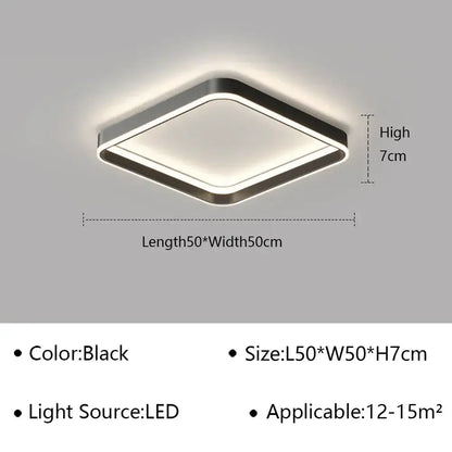 Black led ceiling lamp with sleek modern square design and slim metallic frame for decorbites geometric led ceiling decor