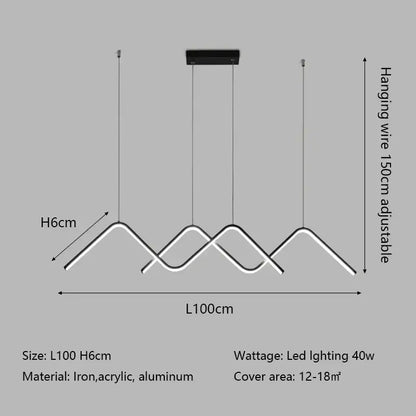 Modern white geometric led pendant light with mountain-shaped design in black and white iron acrylic aluminum for dining room decorbites geometric led pendant