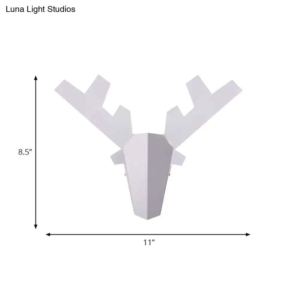 Modern white geometric reindeer wall lamp featuring a bedroom sconce light with a minimalist design