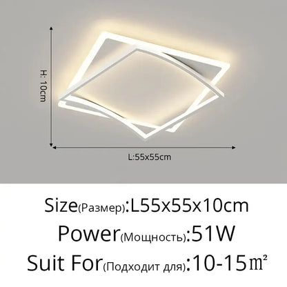 Modern white geometric square led ceiling light with layered design for living room decorbites ceiling light
