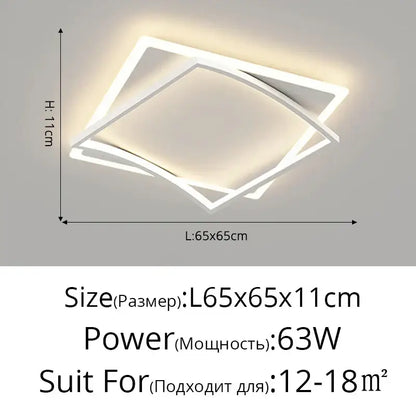 Modern white geometric square led ceiling light with overlapping frames for living room decorbites geometric square decor