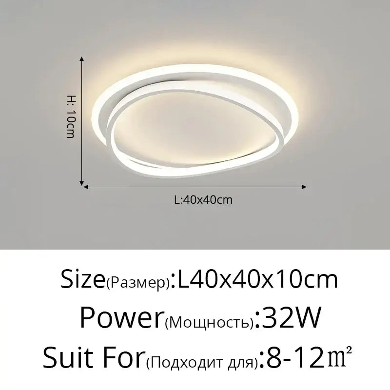 Modern white geometric square led ceiling light with two concentric rings emitting warm glow for living room decorbites ceiling light