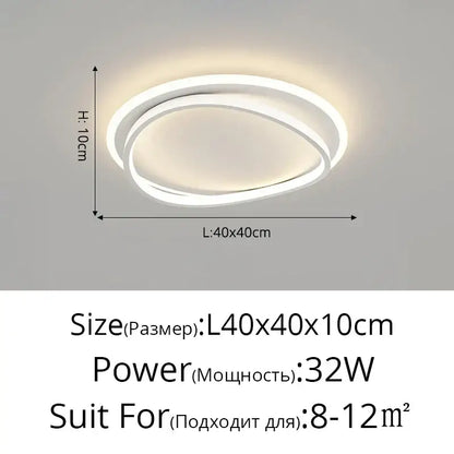 Modern white geometric square led ceiling light with two concentric rings emitting warm glow for living room decorbites ceiling light