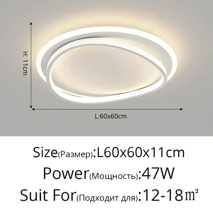 Modern white geometric square led ceiling light with two concentric rings and warm glow for living room decorbites geometric square led