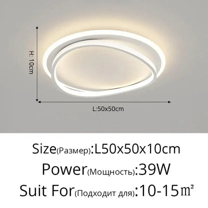 Modern white geometric square led ceiling light with two concentric rings and warm glow for living room decorbites ceiling light