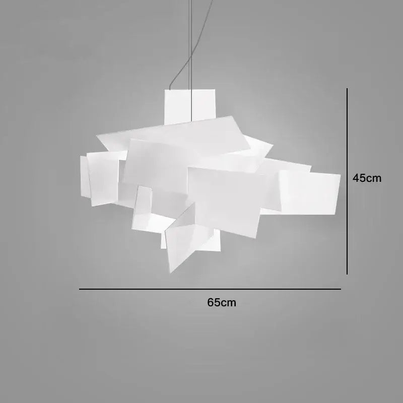Modern white acrylic pendant lamp with layered geometric rectangular panels for living room decorbites big bang stacking