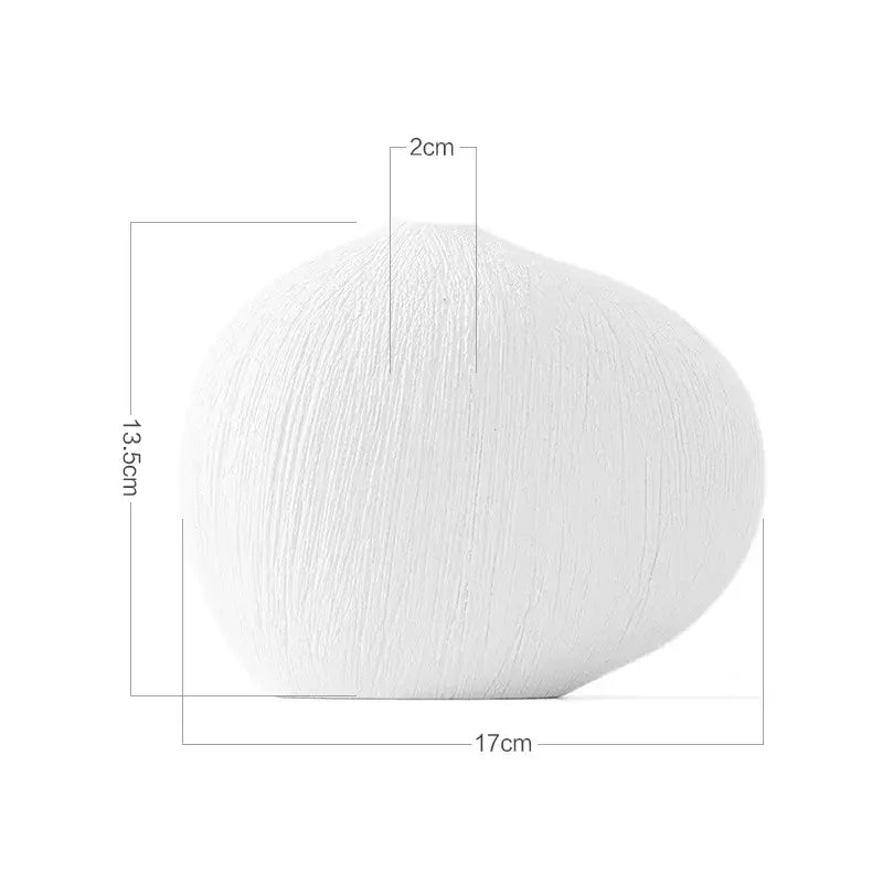 Modern white geometric stripes ceramic vase with textured brush-stroked surface for living room decorbites geometric stripes decor