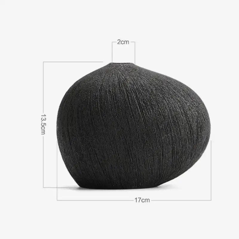 Black textured ceramic vase with rounded body and narrow neck for modern white geometric stripes ceramic living room decorbites geometric stripes decor