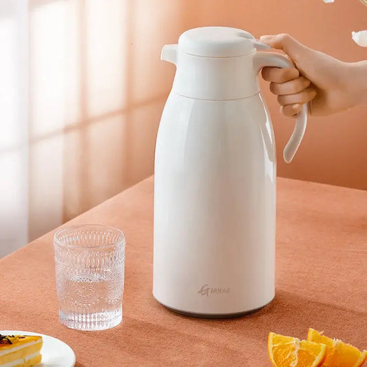 Modern white glossy glass insulation kettle with ergonomic handle from decorbites glass insulation collection