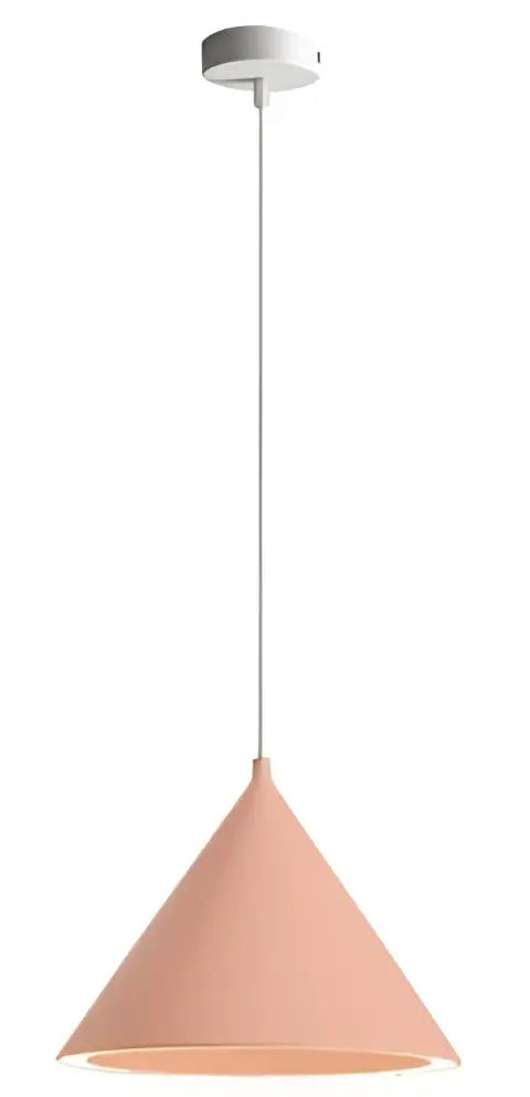 A sleek matte peach decorbites annular cone pendant lamp with white ceiling mount for modern living room decor