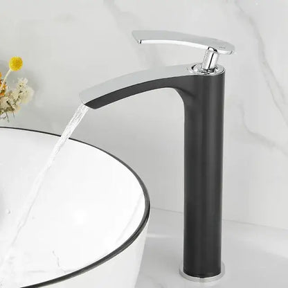 Modern white and gold ceramic brass bathroom basin faucet with sleek tall design and decorbites brass bathroom style