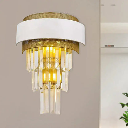 Modern wall lamp gold and white crystal wall sconce with droplets ideal for bedroom lighting
