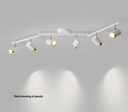 Modern white and gold decorbites ceiling chandelier with five adjustable spotlights for living room lighting