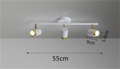 Modern white and gold decorbites ceiling chandelier with three adjustable spotlights for living room lighting