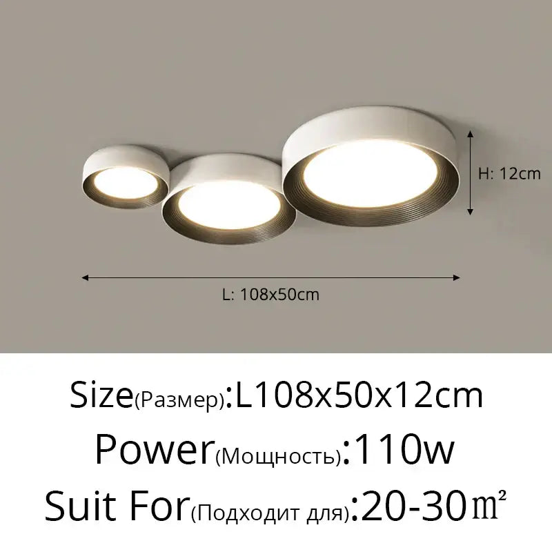 Modern white and gold decorbites circular chandelier features three circular led bulbs with a sleek metallic rim design