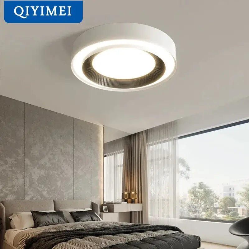 Modern white and gold decorbites circular chandelier light with metallic ring accent by qiyimei for dining room use