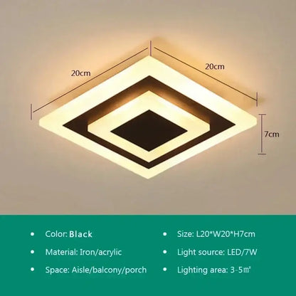 Black square iron and acrylic led ceiling light with modern layered design for decorbites led ceiling light collection