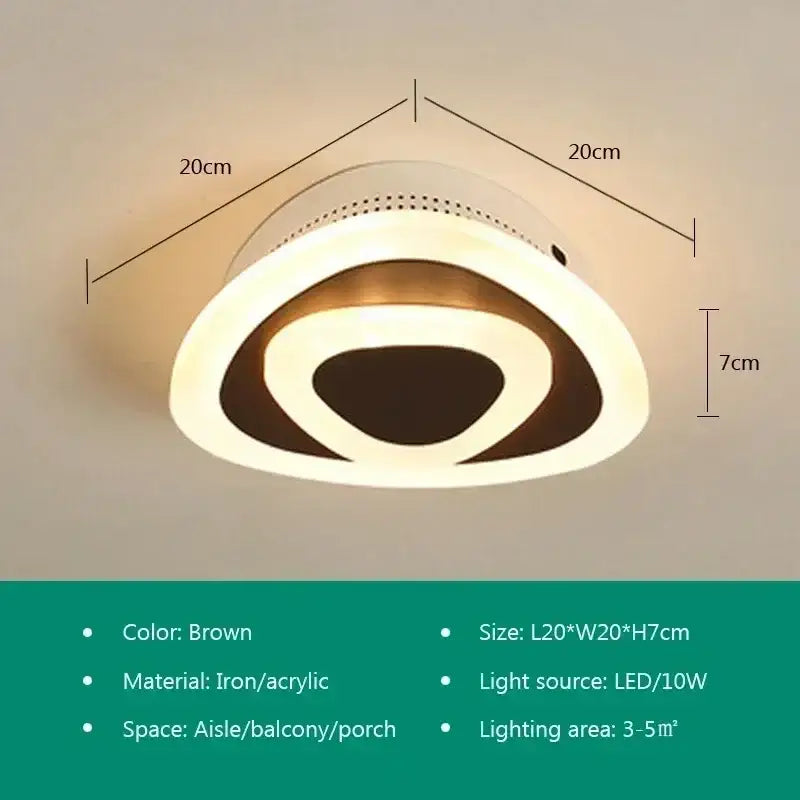Brown circular modern ceiling light with iron and acrylic concentric rings decorbites led ceiling light design