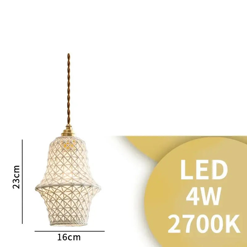 A delicate off-white woven ceramic led pendant light with geometric lattice and brass hardware for modern dining decorbites ceramic led