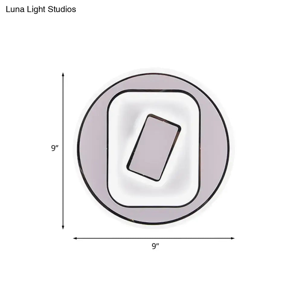 Modern white and gray sophisticated wall light with concentric rings and integrated led panel for study room 110v-120v 220v-240v