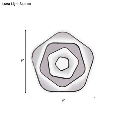 A sleek modern white and gray sophisticated wall light with polished silver hexagonal layers for study room 110v-120v 220v-240v