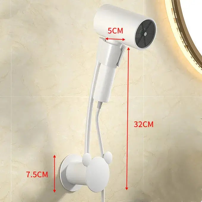 Modern white and gray wall mounted plastic hair dryer with mickey mouse suction cup base for decorbites bathroom hair dryer storage