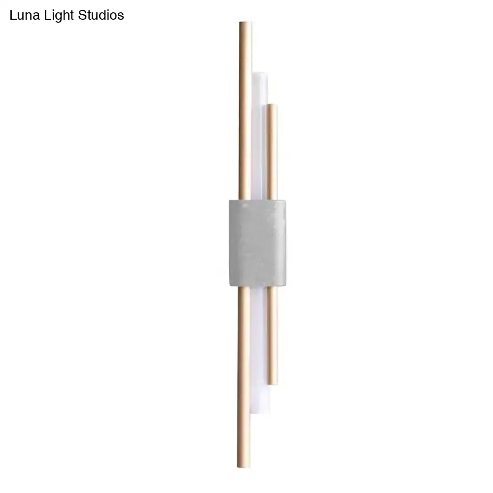 Modern white and green marble wall lamp featuring gold-toned rods and matte gray accent, energy efficient and cost effective
