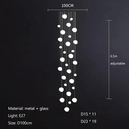 Modern white gregg glass suspension pendant light with adjustable metal and glass spherical design for villa staircase decorbites pendant light