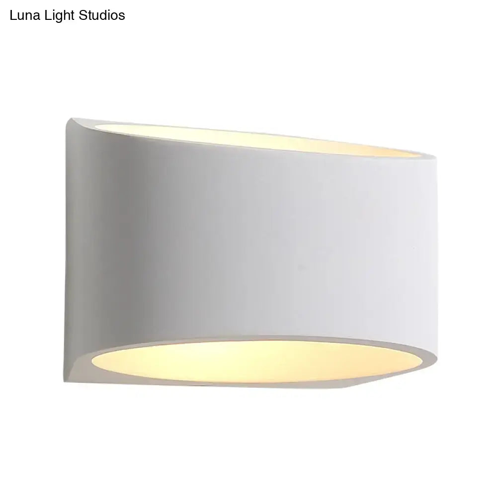 Modern white round gypsum led sconce light fixture with warm interior glow for hallway wall lighting