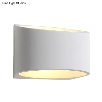 Modern white round gypsum led sconce light fixture with warm interior glow for hallway wall lighting