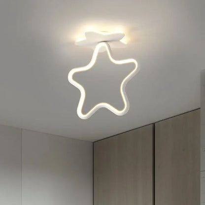 Modern white heart ceiling light with led star-shaped design and glowing neon outline for bedroom decorbites ceiling light