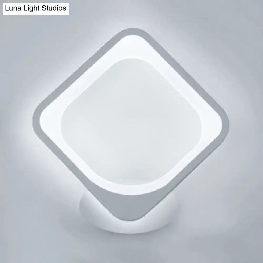 Modern white diamond-shaped led wall sconce with sleek minimalist design for bedroom lighting