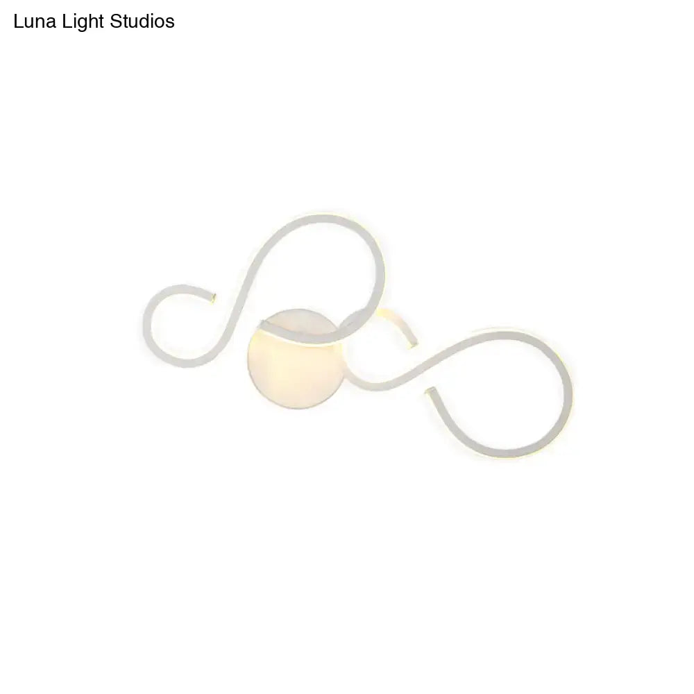 Modern white infinity spiral LED light with warm glow and sleek design for living room bulb included